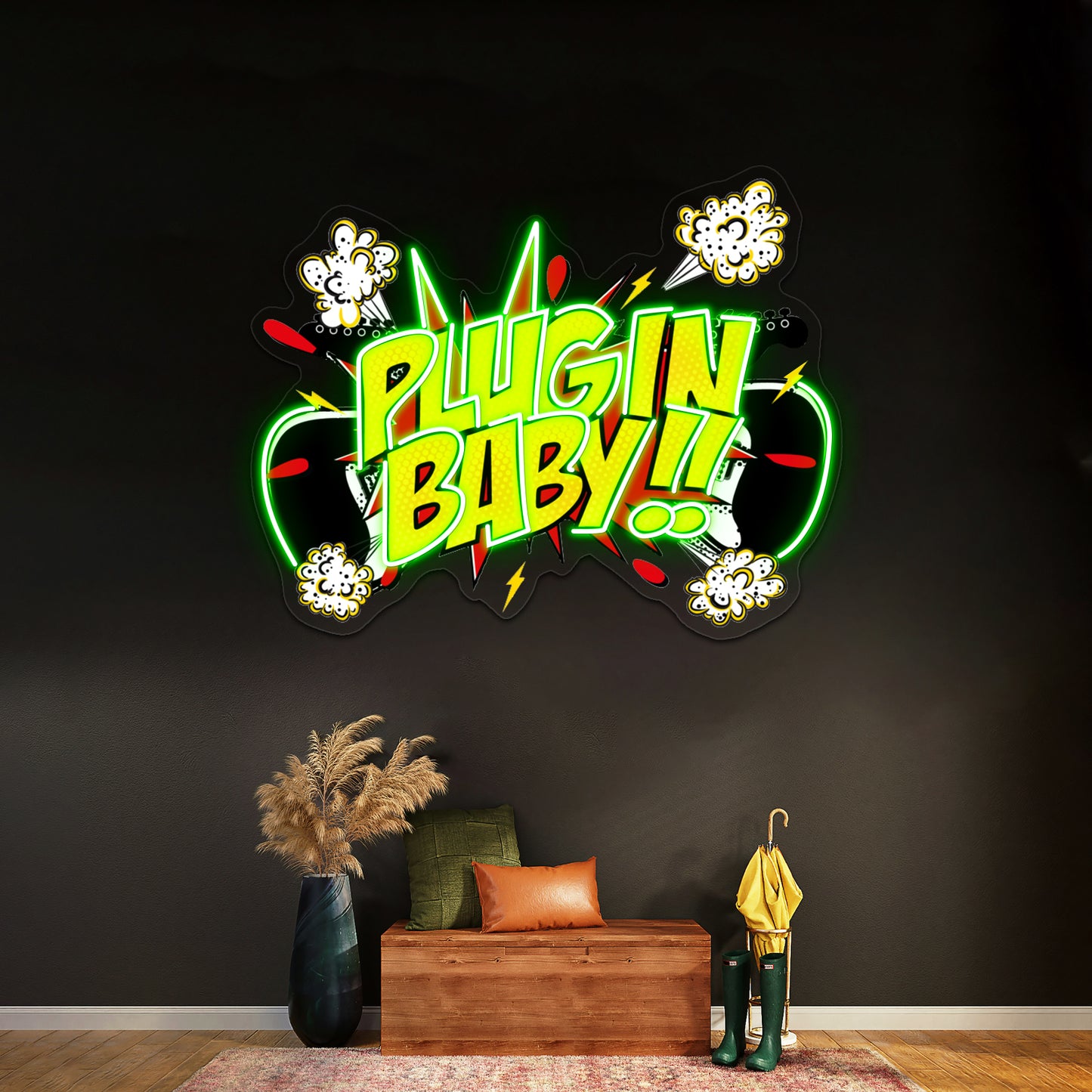 Plug In Baby Artwork Led Neon Signs Custom