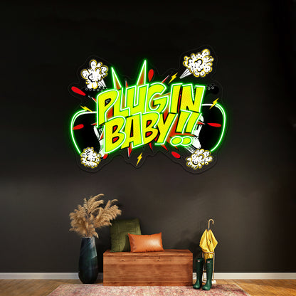 Plug In Baby Artwork Led Neon Signs Custom