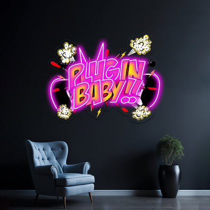 Plug In Baby Artwork Led Neon Signs Custom