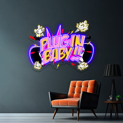 Plug In Baby Artwork Led Neon Signs Custom