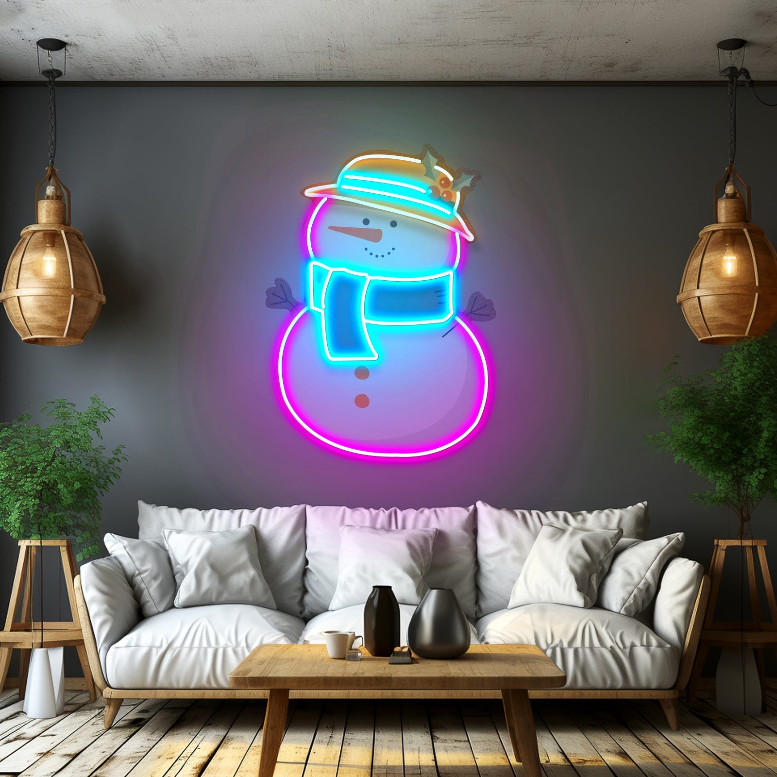Plump Snowman Christmas Led Neon Acrylic Artwork For Sale - Shineneon