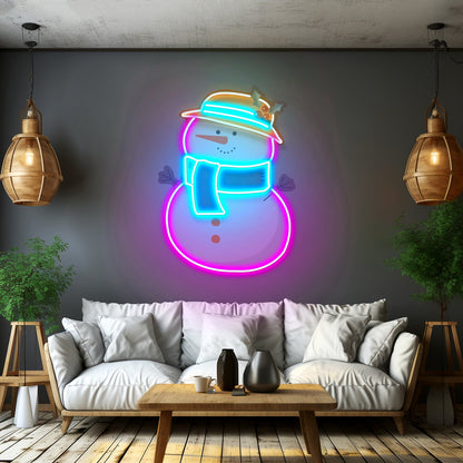 Plump Snowman Christmas Led Neon Acrylic Artwork For Sale - Shineneon