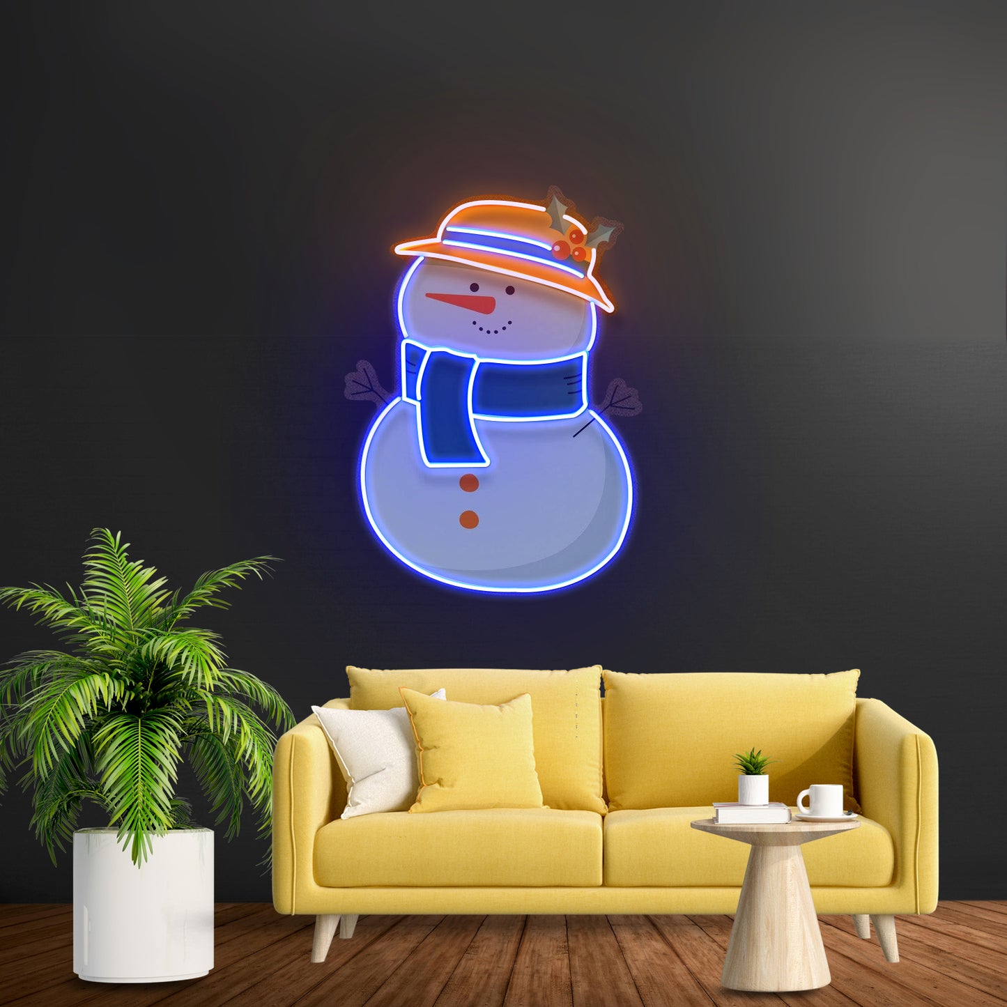 Plump Snowman Christmas Led Neon Acrylic Artwork For Sale