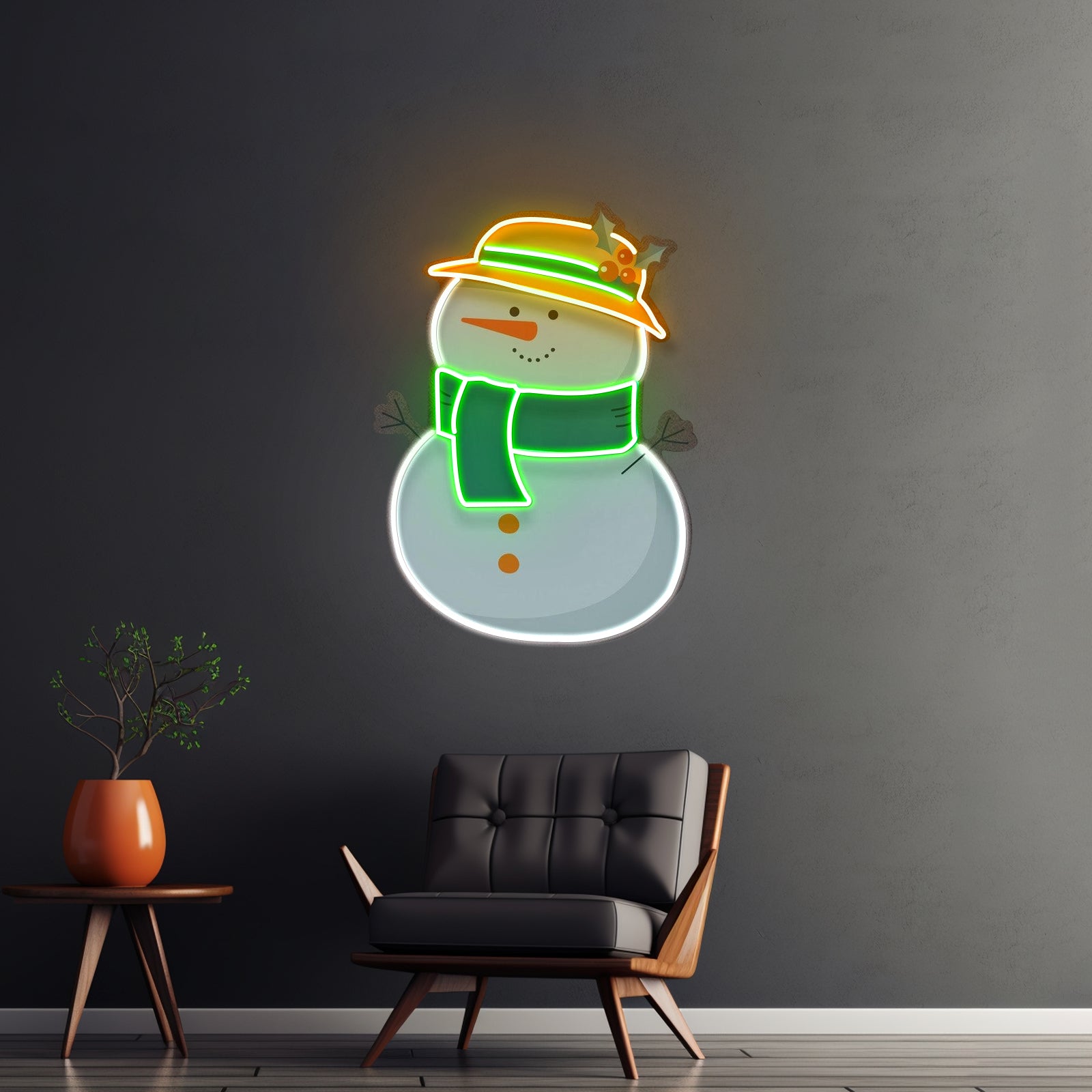 Plump Snowman Christmas Led Neon Acrylic Artwork For Sale