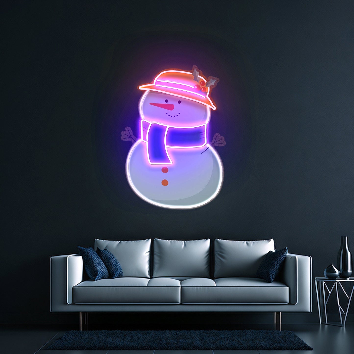 Plump Snowman Christmas Led Neon Acrylic Artwork For Sale