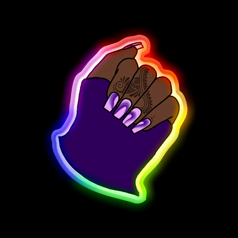 Poc Hand Nail Salon Led Neon Sign Rgb Color - LED neon sign close-up detail