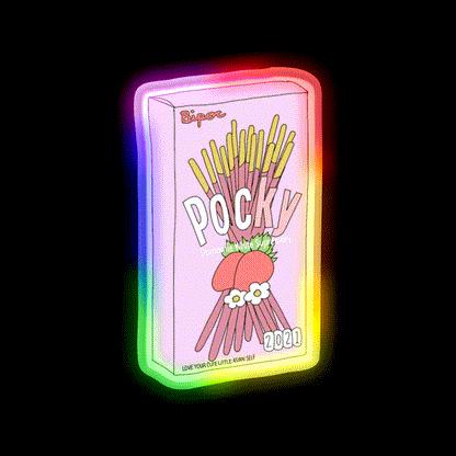 Pocky For Poc Snack Food Led Neon Sign Rgb Color - LED neon sign close-up detail