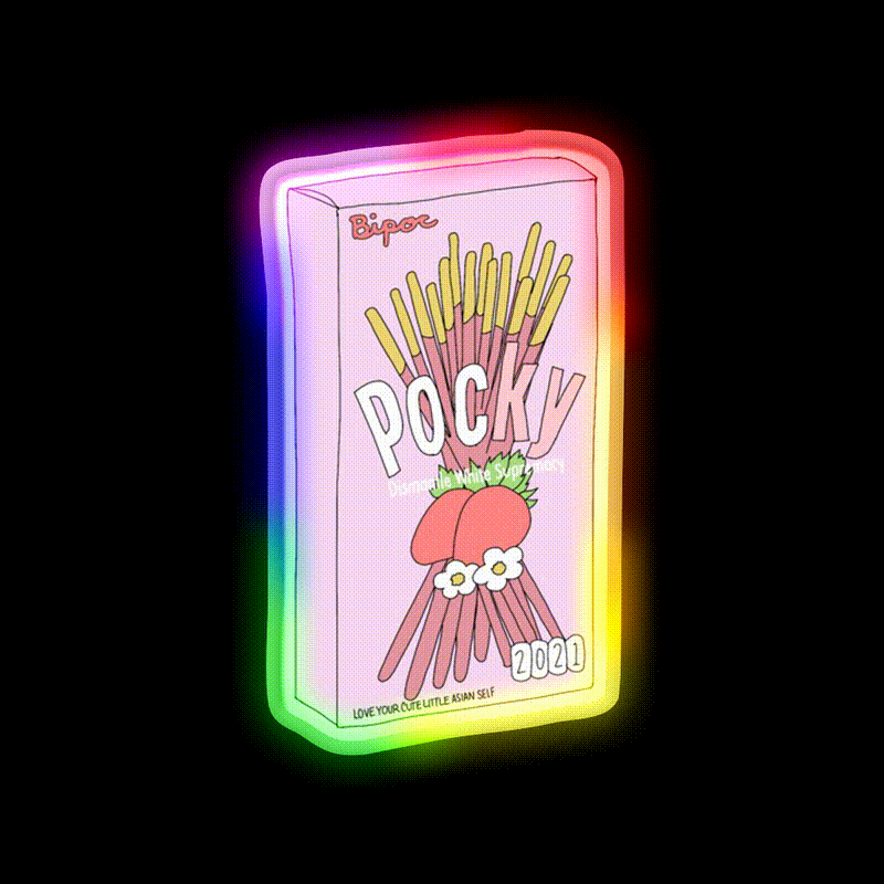 Pocky For Poc Snack Food Led Neon Sign Rgb Color - LED neon sign close-up detail