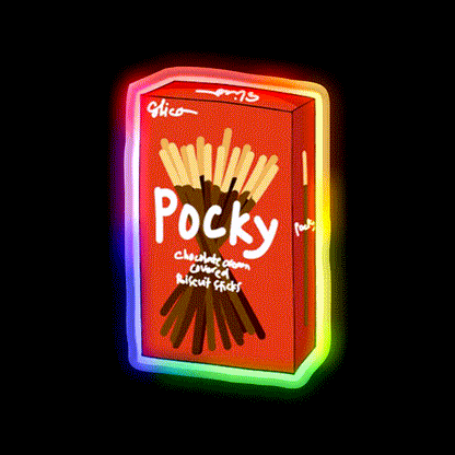 Pocky Snack Food Led Neon Sign Rgb Color - LED neon sign close-up detail