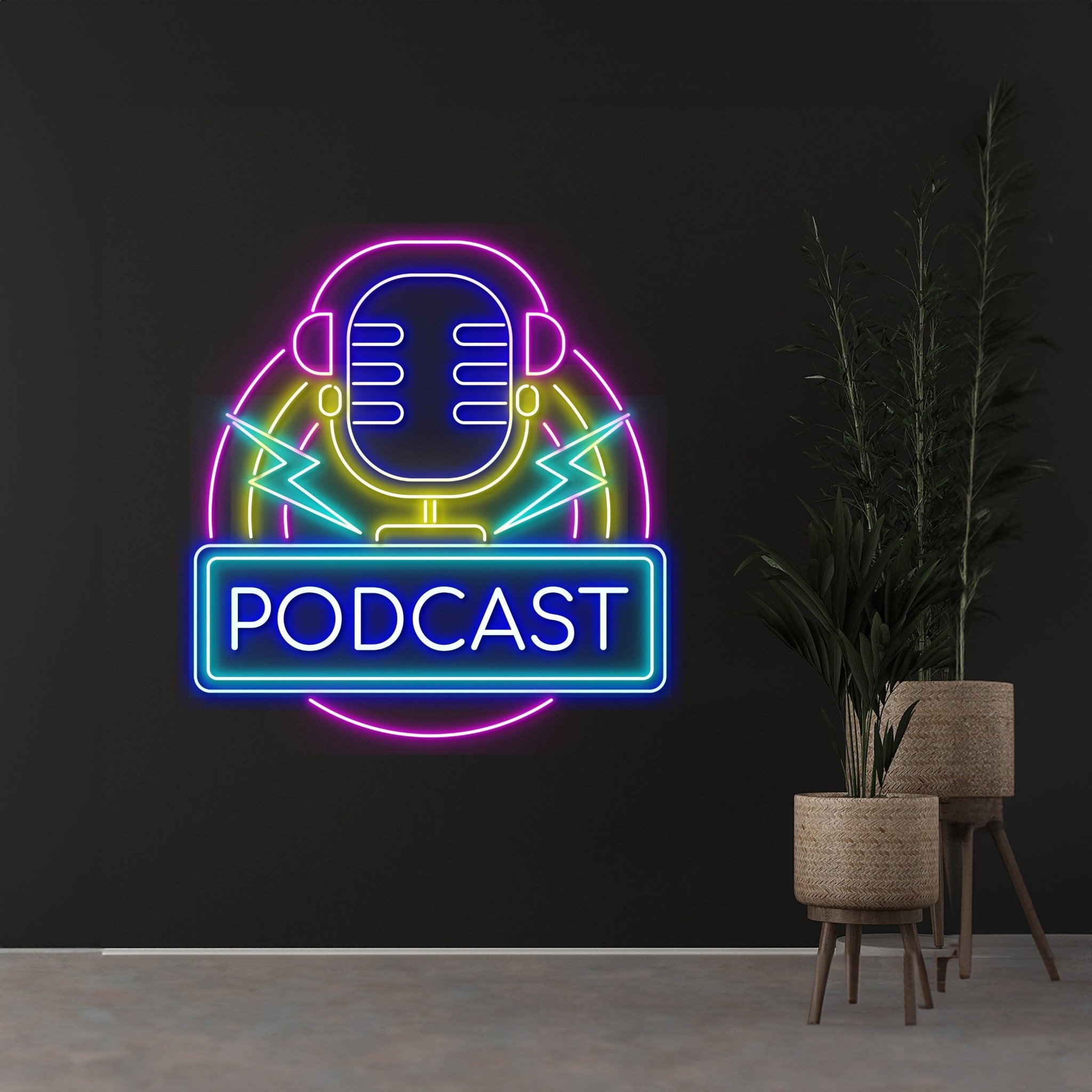 Podcast Microphone Neon Sign Podcast Radio Recorder Led Light - Shineneon