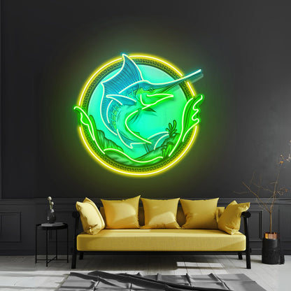 Pointed Fish In Round Frame Led Neon Sign Light Custom Led Signs - Shineneon