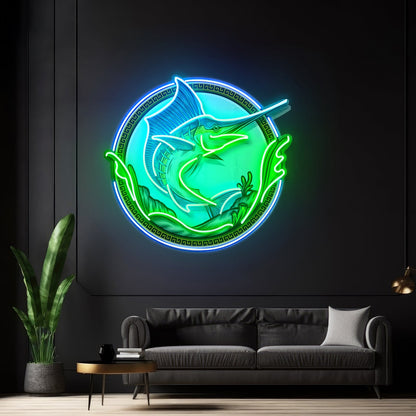 Pointed Fish In Round Frame Led Neon Sign Light Custom Led Signs - Shineneon