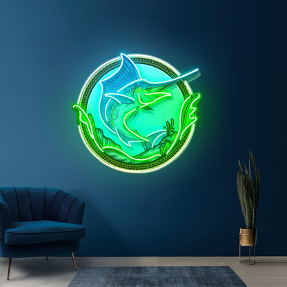 Pointed Fish In Round Frame Led Neon Sign Light Custom Led Signs - Shineneon