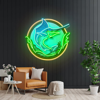 Pointed Fish In Round Frame Led Neon Sign Light Custom Led Signs - Shineneon