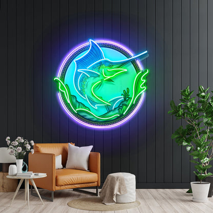 Pointed Fish In Round Frame Led Neon Sign Light Custom Led Signs - Shineneon