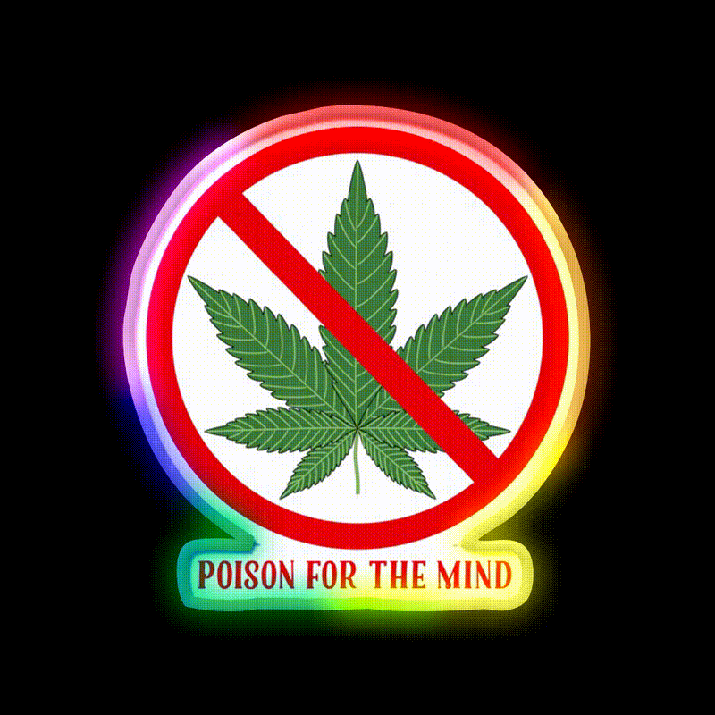Poison For The Mind Hemp Inspired Green Leaf Led Neon Sign Rgb Color - LED neon sign close-up detail