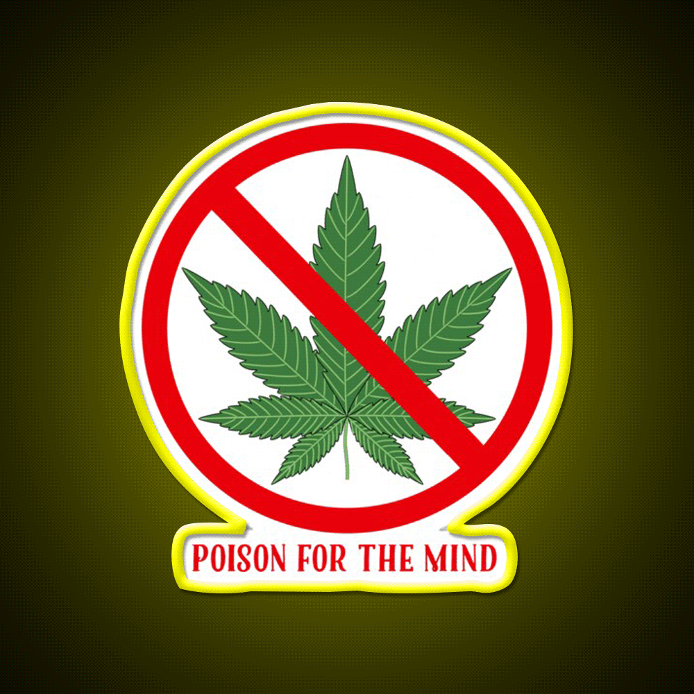 Poison For The Mind Hemp Inspired Green Leaf Led Neon Sign Rgb Color - Custom LED neon sign front view