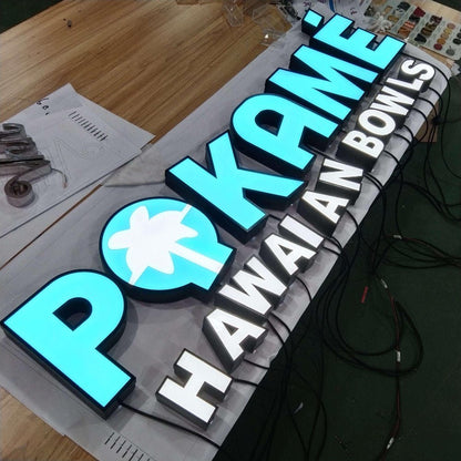 Pokame Hawaian Bowls 3D Frontlit Letters Metal Led Sign - Shineneon