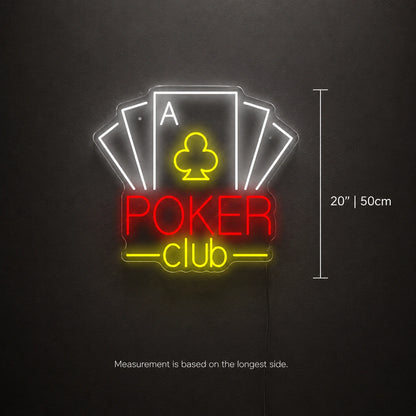 Poker Club Cards Neon Sign LED Neon Sign size image