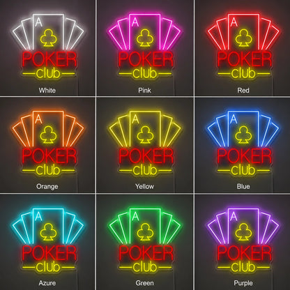Poker Club Cards Neon Sign LED Neon Sign color grid