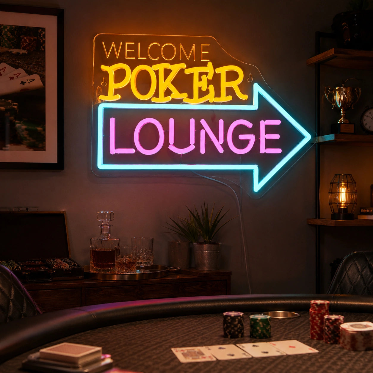 Poker Lounge Arrow Neon Sign LED Neon Sign real lifestyle scene