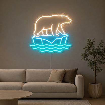 Polar Bear On Ice LED Neon Sign color grid