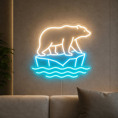Polar Bear On Ice LED Neon Sign - Shineneon