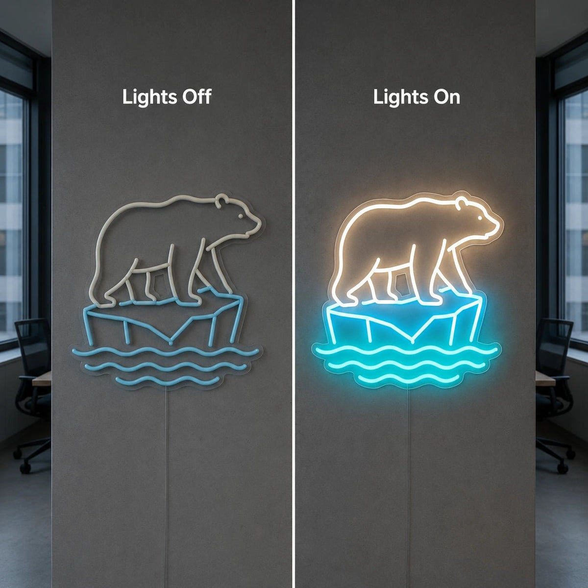 Polar Bear On Ice LED Neon Sign - Shineneon