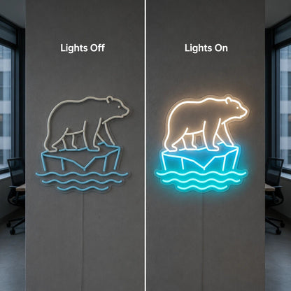 Polar Bear On Ice LED Neon Sign - Shineneon