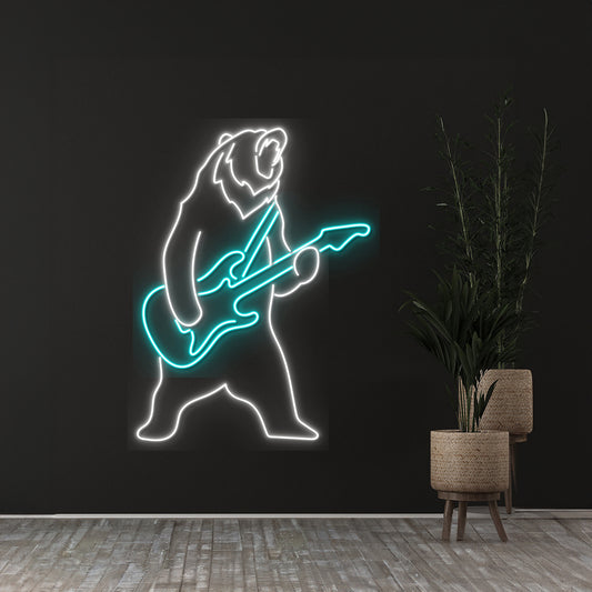 Polar Bear Plays Guitar Led Sign