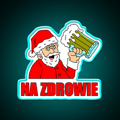 Polish Santa Drinking Na Zdrowie Man Cave Bar Led Neon Sign Rgb Color