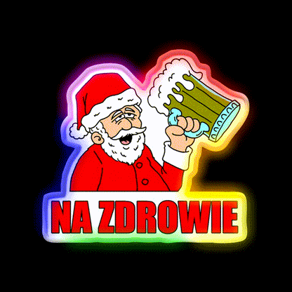 Polish Santa Drinking Na Zdrowie Man Cave Bar Led Neon Sign Rgb Color