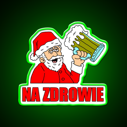 Polish Santa Drinking Na Zdrowie Man Cave Bar Led Neon Sign Rgb Color