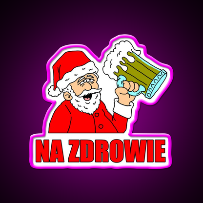 Polish Santa Drinking Na Zdrowie Man Cave Bar Led Neon Sign Rgb Color