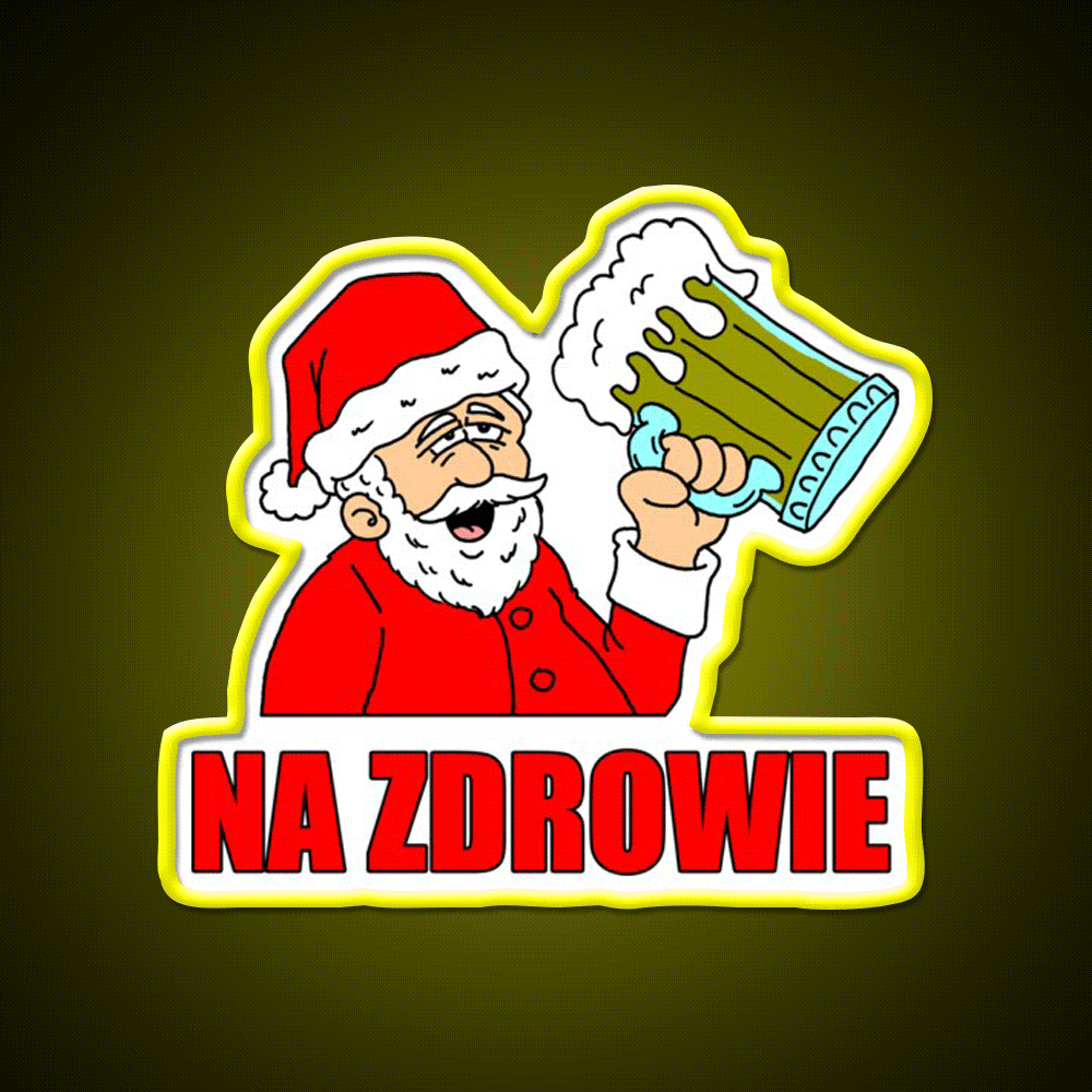Polish Santa Drinking Na Zdrowie Man Cave Bar Led Neon Sign Rgb Color