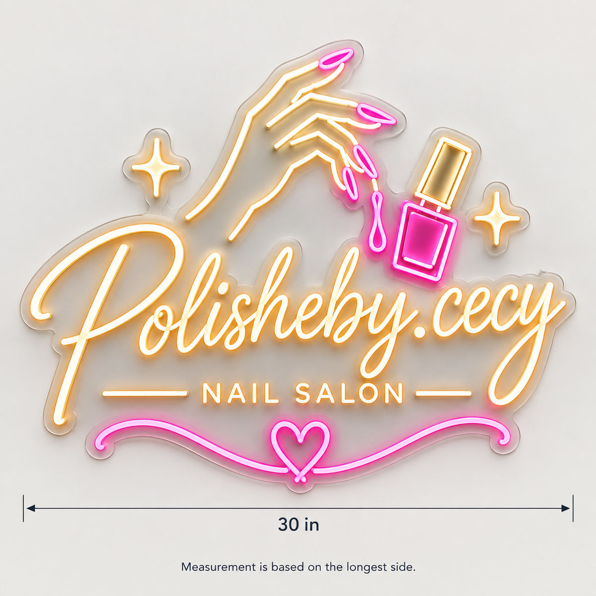 Polisheby.Cecy Custom LED Neon Sign | 431a23a67f20c37e155456277172ae8059564ca533c6a063ad4fd3177200e460 | dimensions