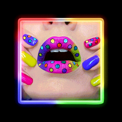 Polka Dots Rainbow Lips And Nail Salon Led Neon Sign Rgb Color - LED neon sign close-up detail