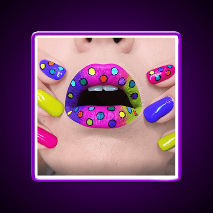 Polka Dots Rainbow Lips And Nail Salon Led Neon Sign Rgb Color - Shineneon
