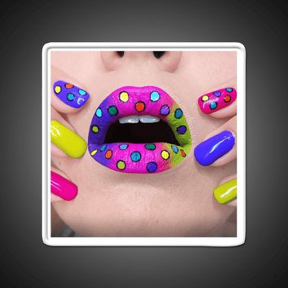 Polka Dots Rainbow Lips And Nail Salon Led Neon Sign Rgb Color - Shineneon