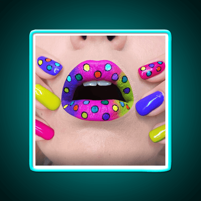 Polka Dots Rainbow Lips And Nail Salon Led Neon Sign Rgb Color - Shineneon