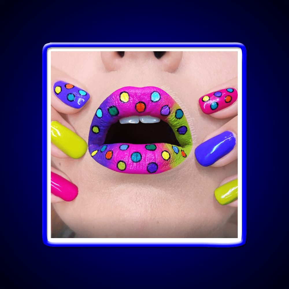Polka Dots Rainbow Lips And Nail Salon Led Neon Sign Rgb Color - Shineneon