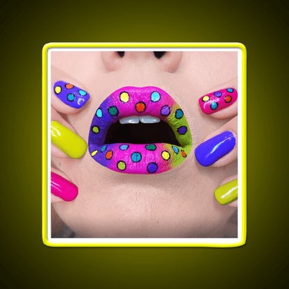 Polka Dots Rainbow Lips And Nail Salon Led Neon Sign Rgb Color - Shineneon
