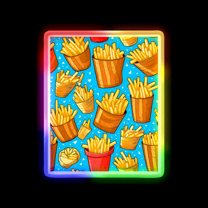 Pommes Frites Fast Food Led Neon Sign For Burger Place Rgb Color - LED neon sign close-up detail