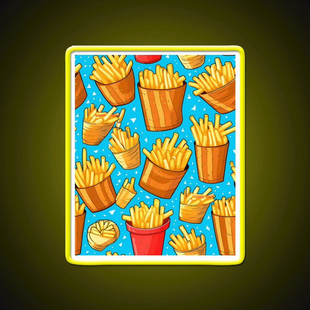 Pommes Frites Fast Food Led Neon Sign For Burger Place Rgb Color