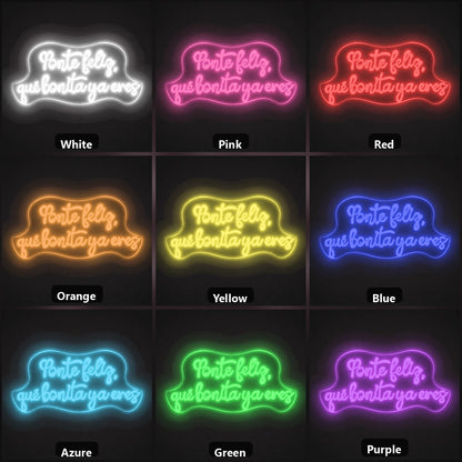 Ponte Feliz Que Bonita Y Enes LED Neon Sign Garage Man Cave Neon Sign color grid