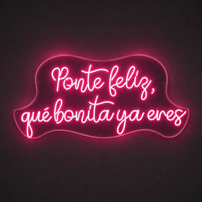 Ponte Feliz Que Bonita Y Enes LED Neon Sign Garage Man Cave Neon Sign main product image