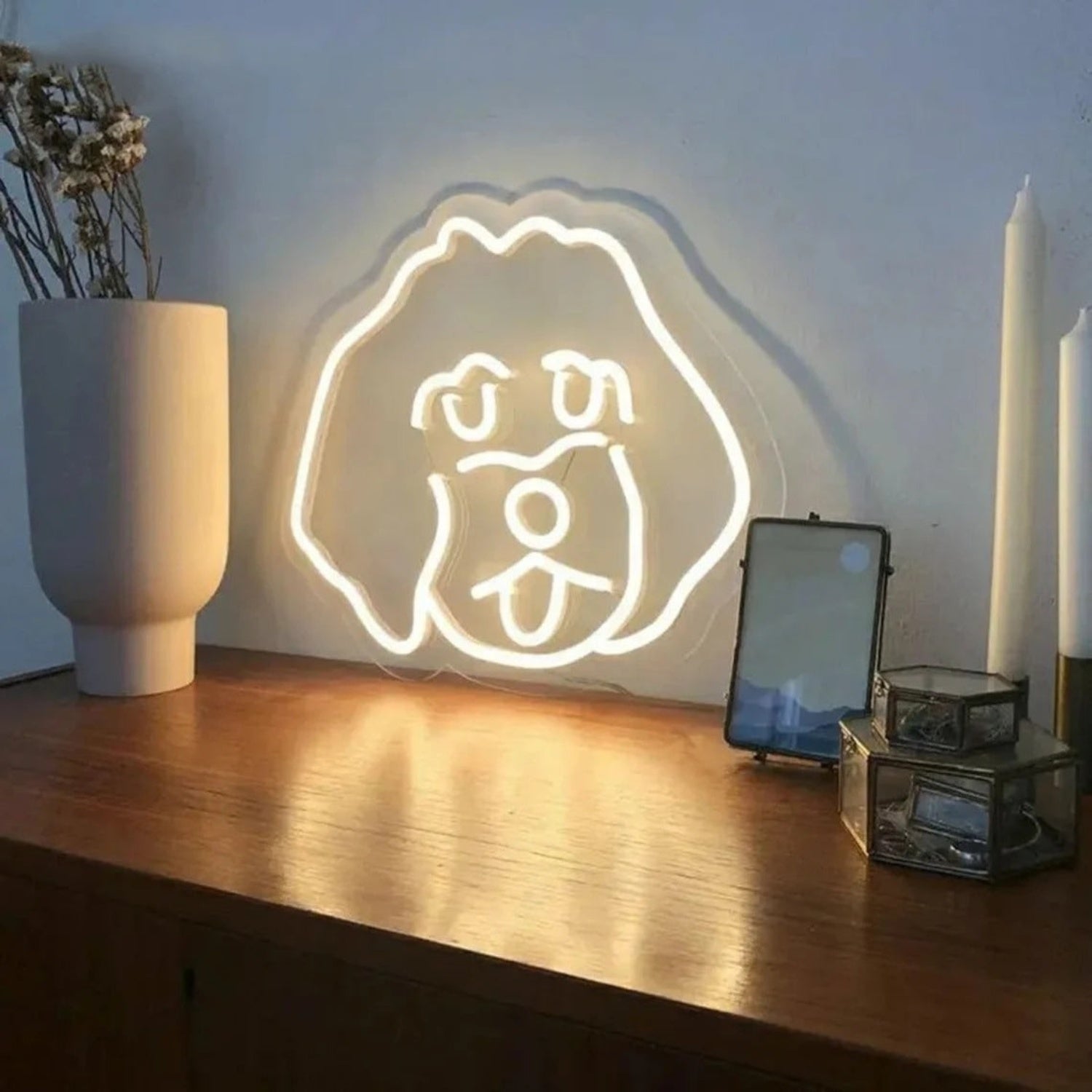Poodle Face Cute Dog Led Neon Sign For Pets House | Shineneon