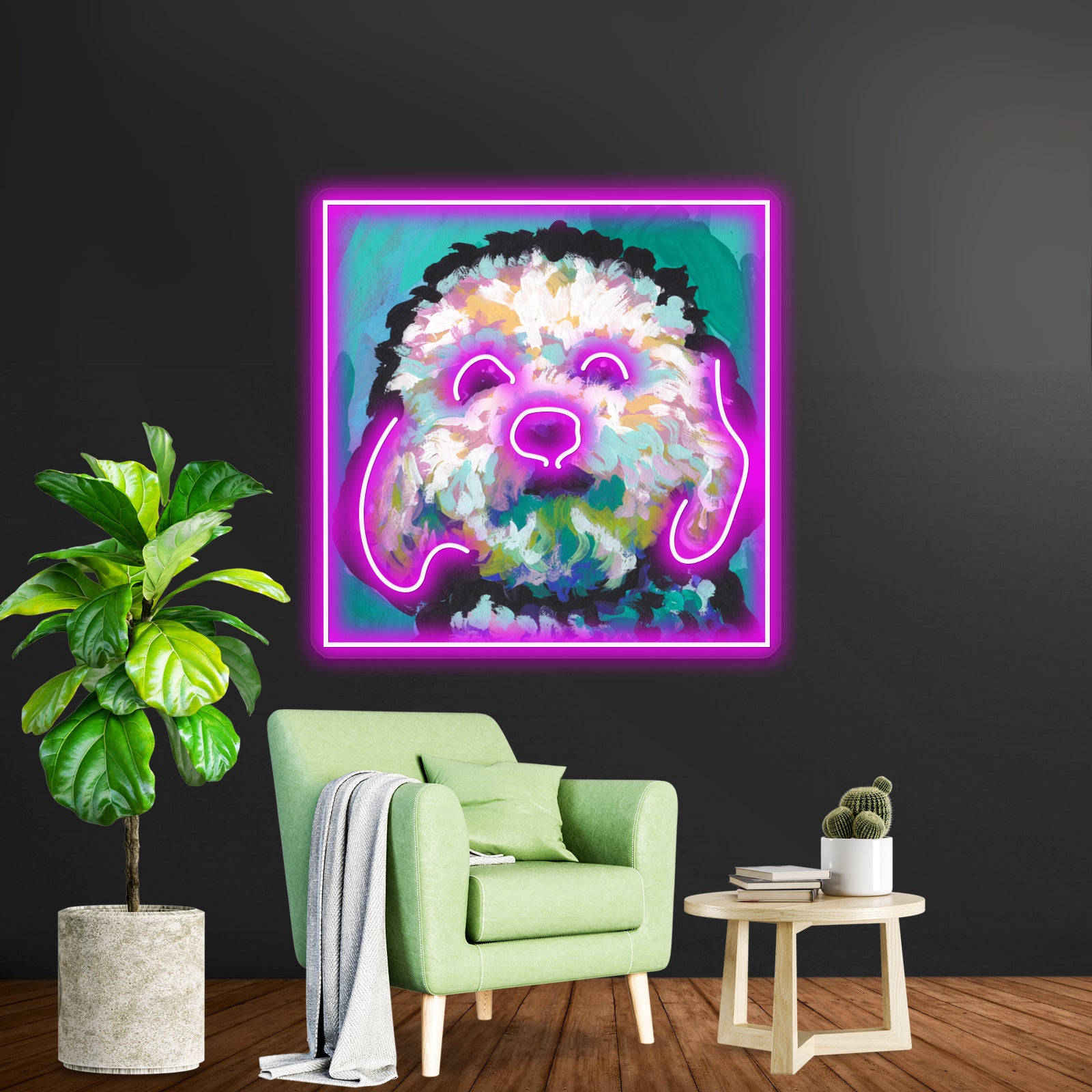 Poodle Maltipoo Colorful Pop Dog Artwork Led Neon Signs Custom | Shineneon