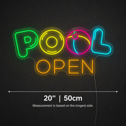 Pool Open Neon Sign Wall Art LED Neon Sign size image