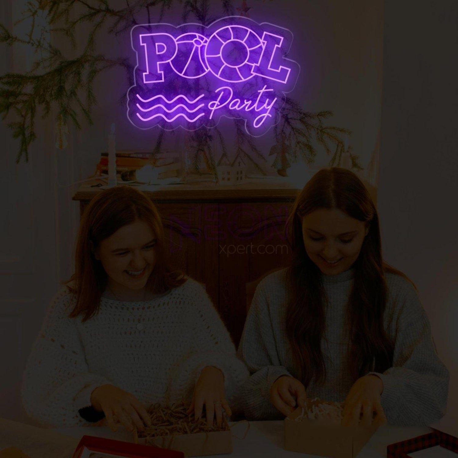 Pool Party Led Neon Sign With Floating Ring And Waves For Indoor Celebration Decor | Shineneon